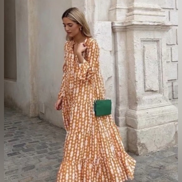 Zara Dresses & Skirts - zara  Orange Patterned Maxi Dress
